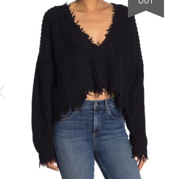 Wildfox Deep-V Reversible Palmetto Sweater Black - Picture 1 of 8
